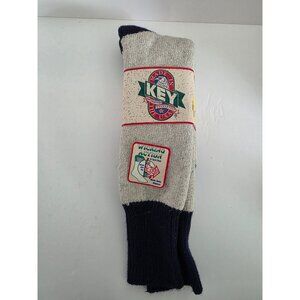 Vintage NOS Key Industries Wool Crew Socks 10-13 Black Gray Made in USA